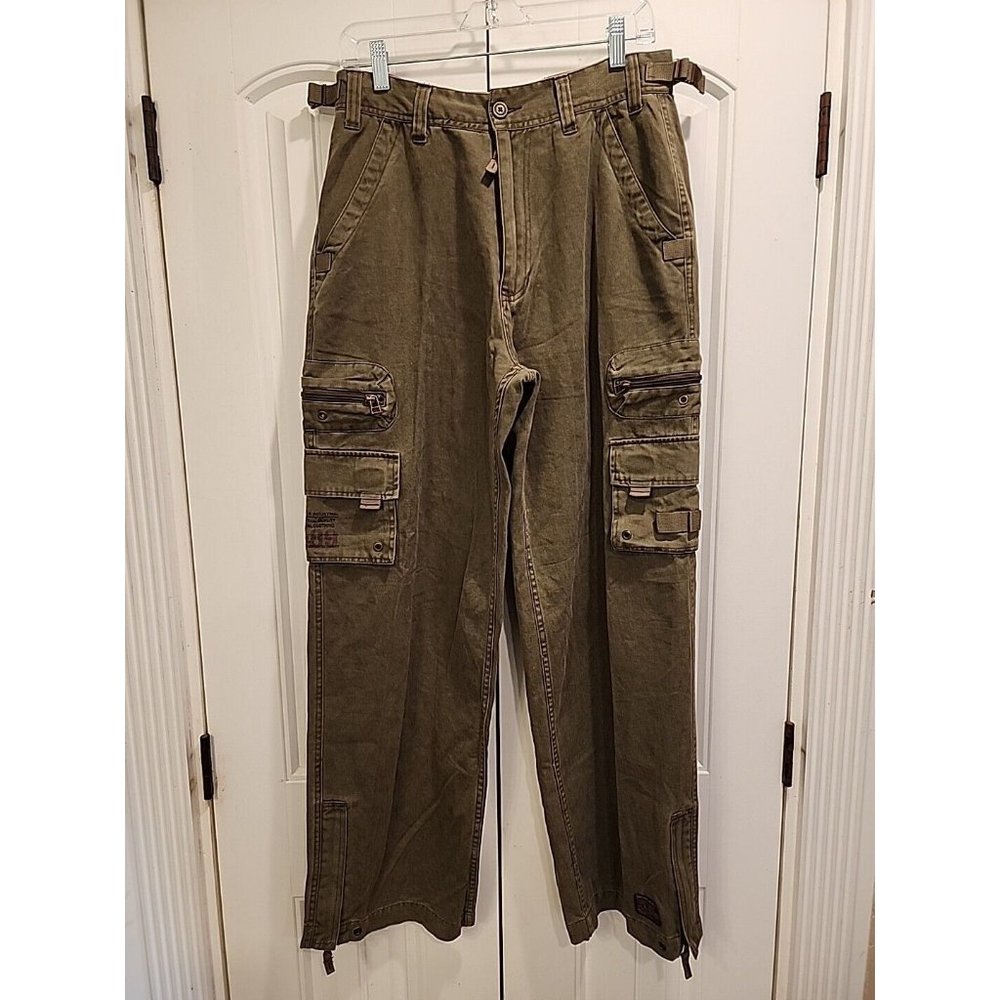 VNTG MENS 1989 SYPHER INDUSTRIAL SZ 32 CARGO MILITARY PANTS "RARE" ZIP LEG DRAW